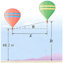 Solved The Two Hot Air Balloons In The Drawing Are 48.2 And | Chegg.com