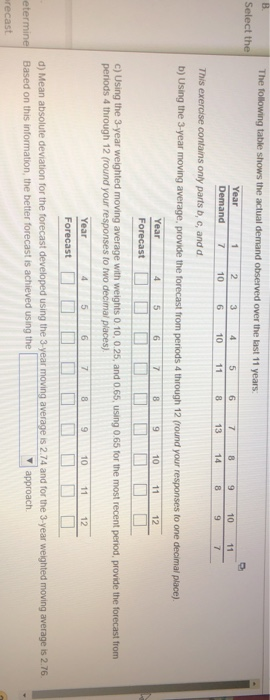 Solved B Select The The Following Table Shows The Actual | Chegg.com