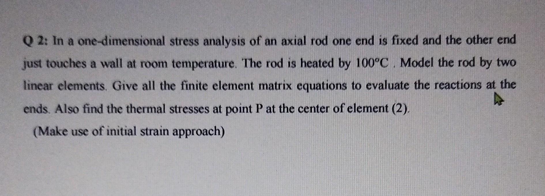Solved Q2: In a one-dimensional stress analysis of an axial | Chegg.com