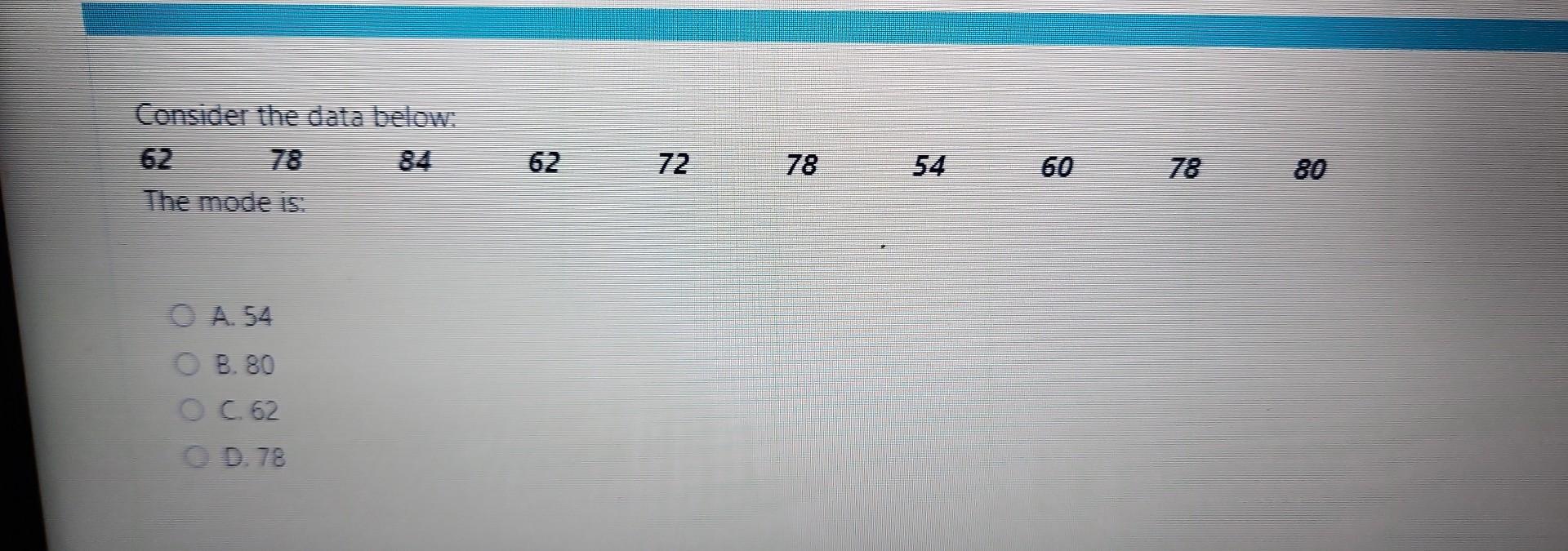 Solved A. 54 B. 80 C. 62 D.78 | Chegg.com