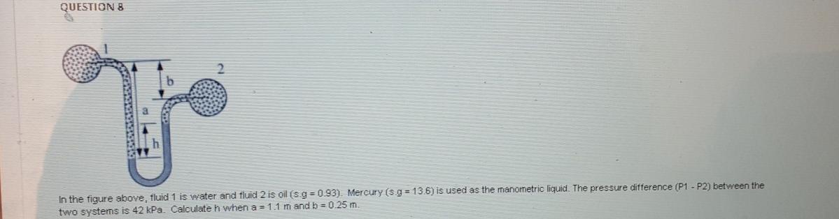 Solved QUESTIONS 2 In the figure above, fluid 1 is water and | Chegg.com