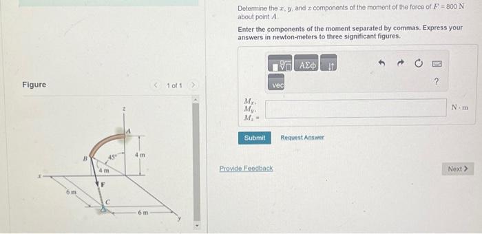 Solved Determine the x,y, and z components of the moment of | Chegg.com