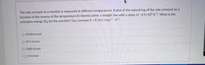 Solved The rate constant of a reaction is measured at | Chegg.com