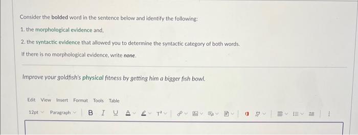 Consider the bolded word in the sentence below and | Chegg.com
