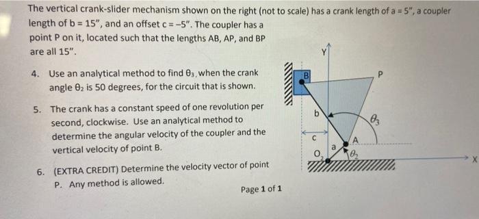 Solved The vertical crank-slider mechanism shown on the | Chegg.com