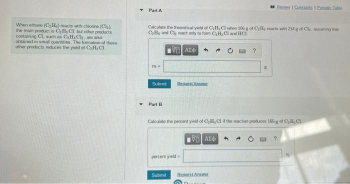 Solved When ethane C2H6 ruacts with chlorne Ch2 . Chegg