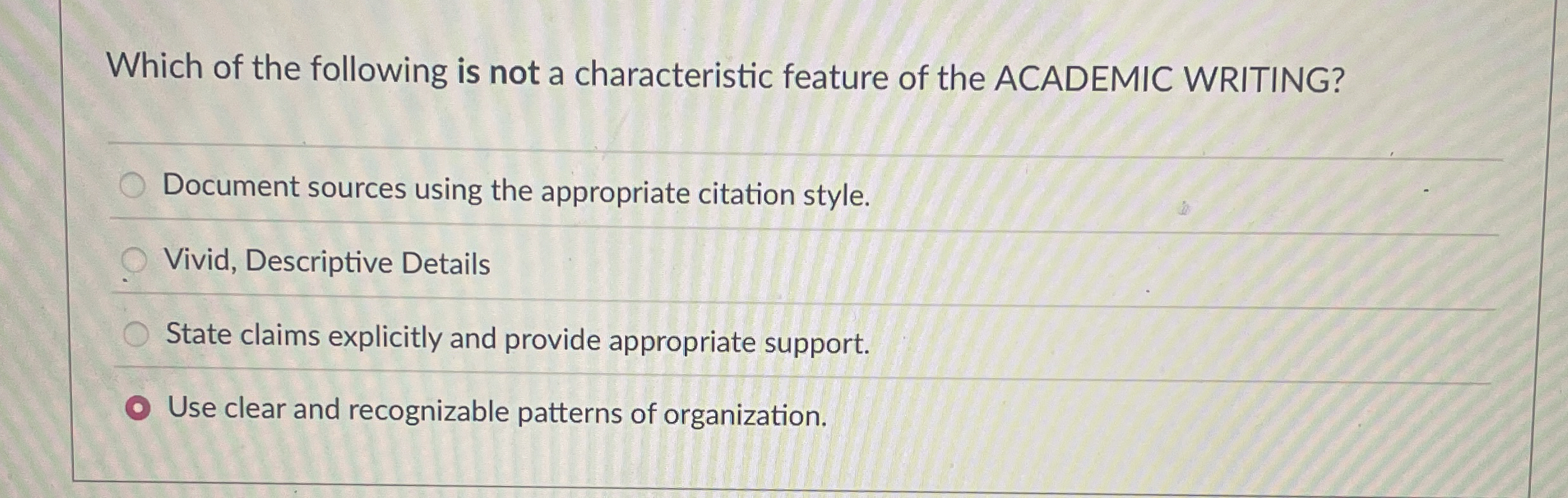 Solved Which of the following is not a characteristic | Chegg.com