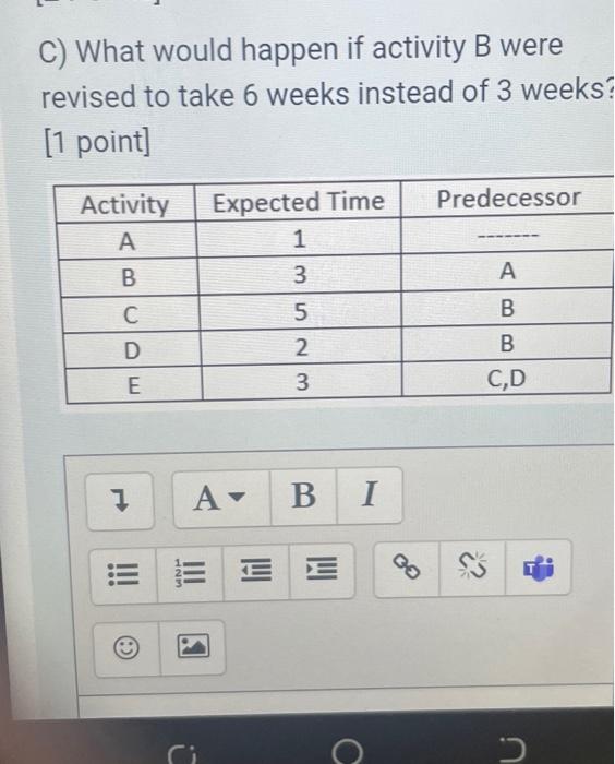 Solved C) What Would Happen If Activity B Were Revised To | Chegg.com