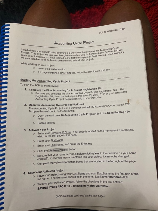 SOLID FOOTING 129 Accounting Cycle Project Included