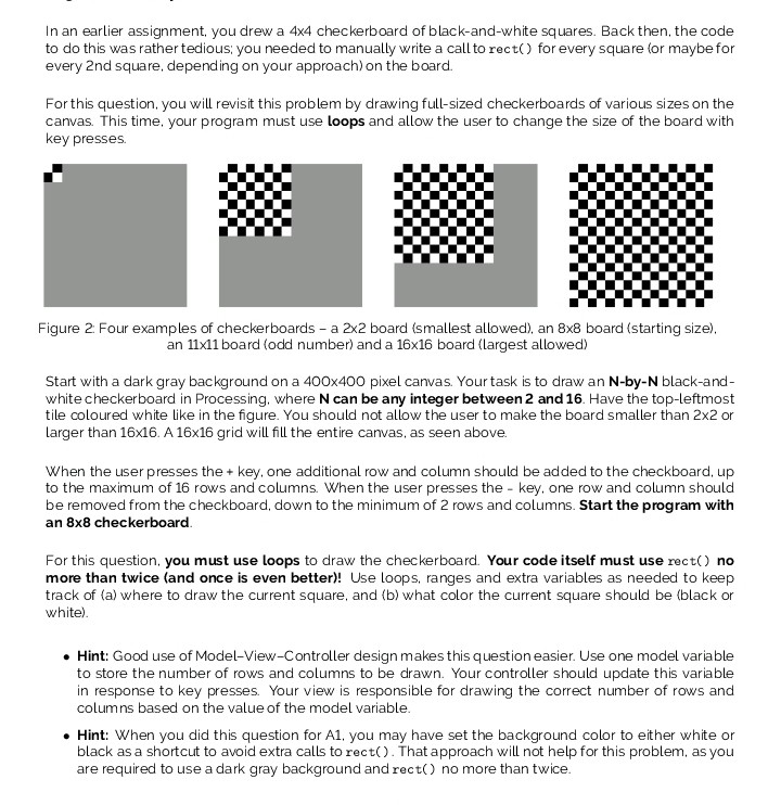 Solved In an earlier assignment, you drew a 4x4 checkerboard | Chegg.com