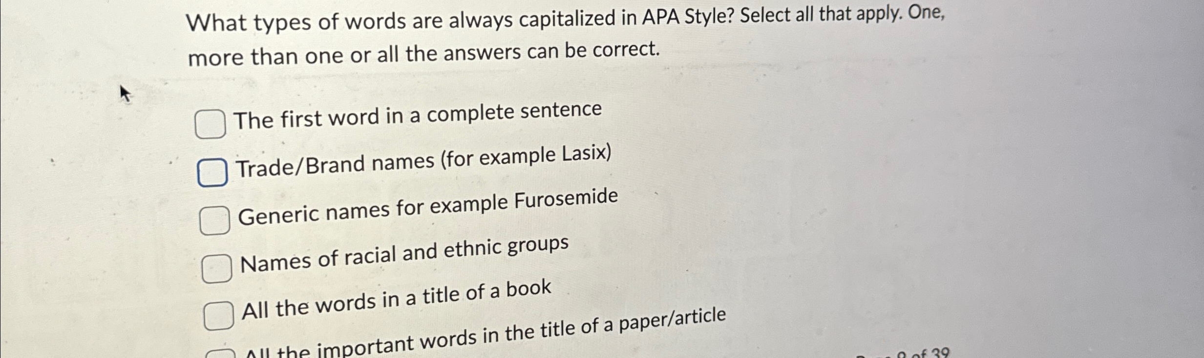 Solved What types of words are always capitalized in APA | Chegg.com