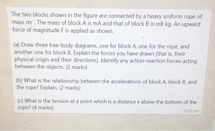 Solved The two blocks shown in the figure are connected by a | Chegg.com