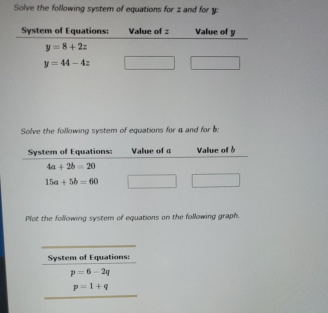 Solved Solve the following system of equations for z and for | Chegg.com