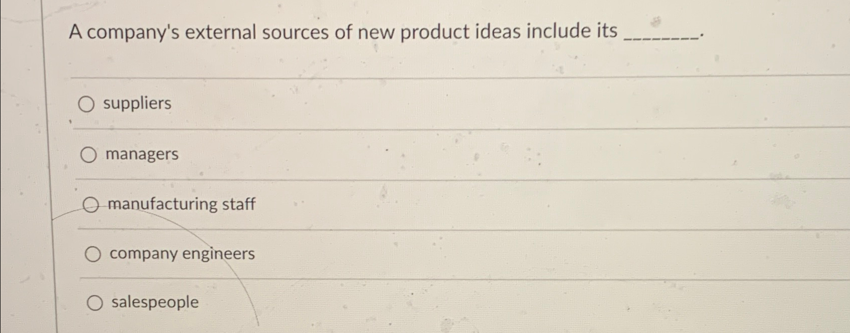 Solved A company's external sources of new product ideas