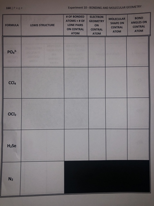 Solved 164 Page Experiment 10 - BONDING AND MOLECULAR | Chegg.com
