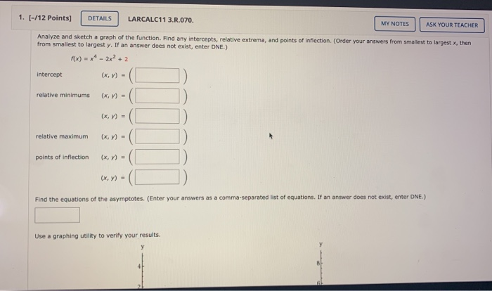 Solved 1. (-/12 Points) DETAILS LARCALC11 3.R.070. MY NOTES | Chegg.com