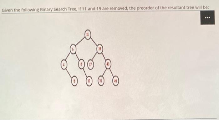 Solved Given the following Binary Search Tree, if 11 and 19 | Chegg.com