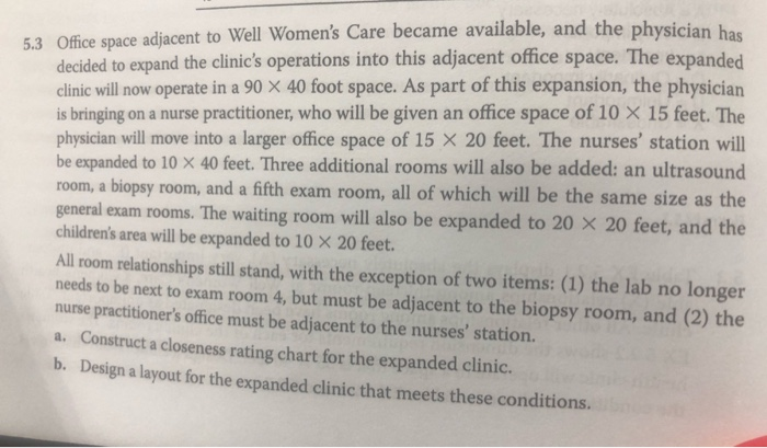 Office space adjacent to well womens care became available, and the physician has decided to expand the clinics operations