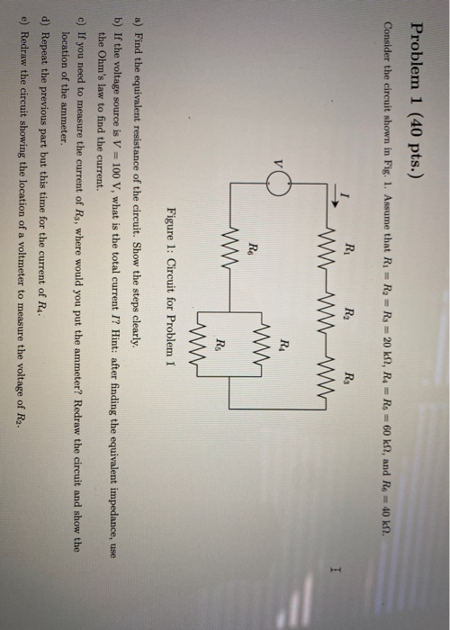 Solved Problem 1 (40 pts.) Consider the circuit shown in | Chegg.com