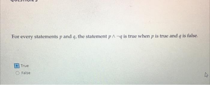Solved For every statements p and q, the statement pa ng is | Chegg.com