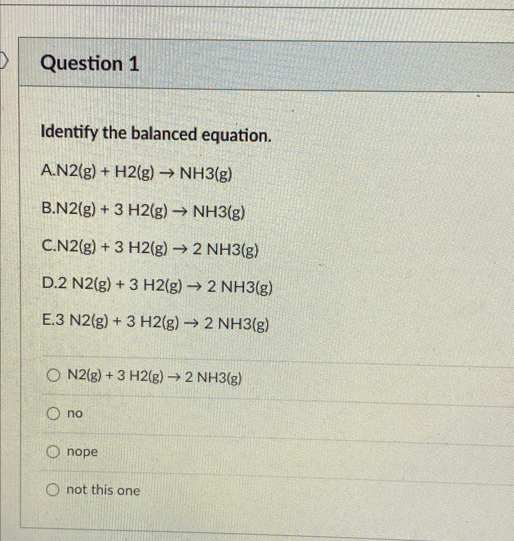 Solved Question 1Identify The Balanced | Chegg.com