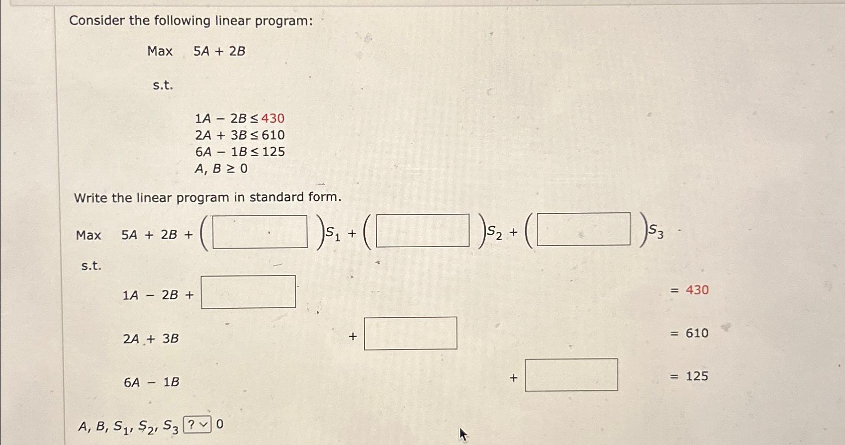 Solved Consider the following linear | Chegg.com