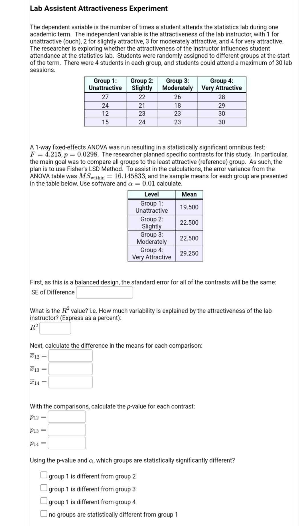 Solved Lab Assistent Attractiveness ExperimentThe dependent
