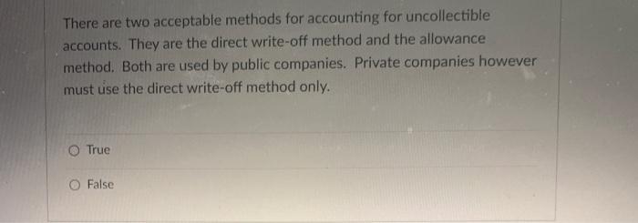 Solved There are two acceptable methods for accounting for | Chegg.com