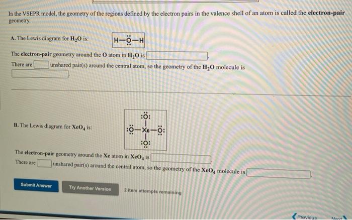 h2o vsepr number