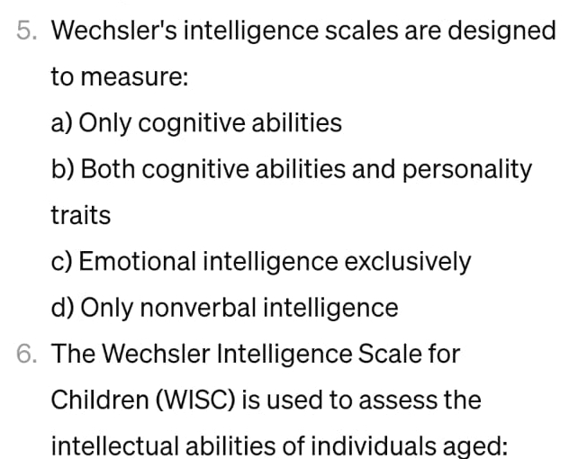 Solved Wechsler's intelligence scales are designed to | Chegg.com