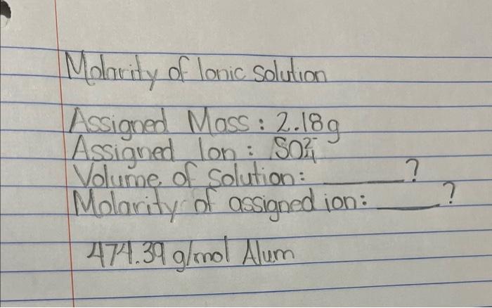 find the volume of the solution and the molarity of | Chegg.com