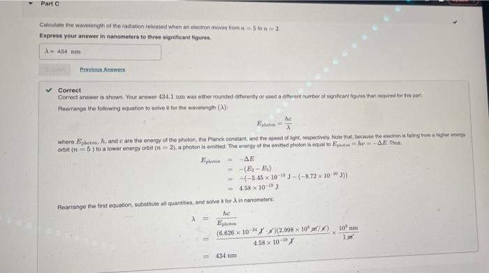 Solved Calculate the wavelength of the radiation released | Chegg.com