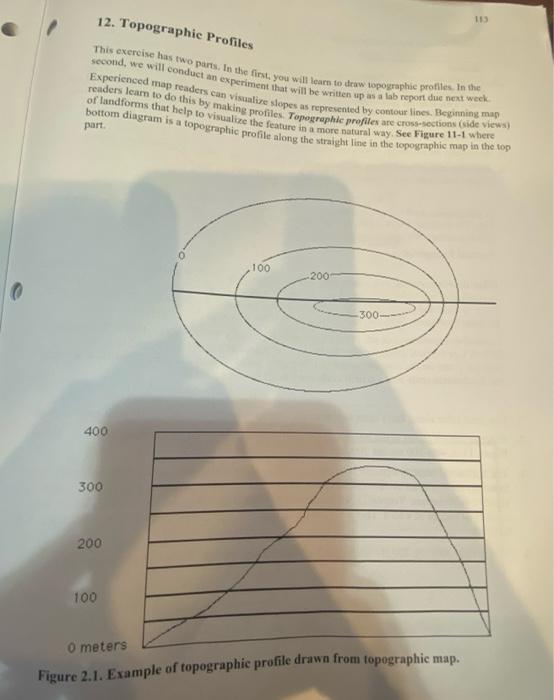 Solved 12. Topographic Profiles 113 This exercise has two | Chegg.com