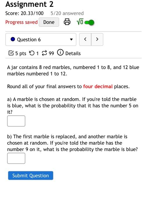 Solved A jar contains 8 red marbles, numbered 1 to 8 , and | Chegg.com