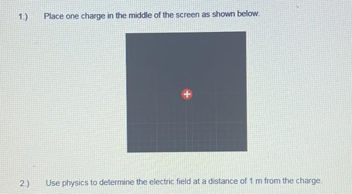 Solved 1.) 2.) Place one charge in the middle of the screen | Chegg.com