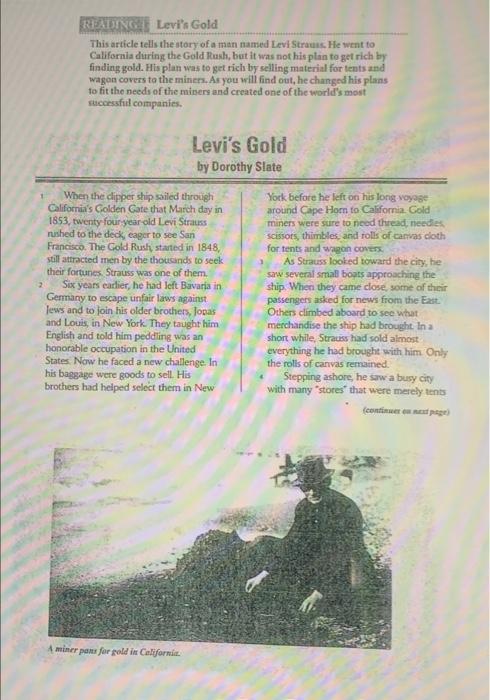 Solved REATING Levi's Gold This article tells the story of a