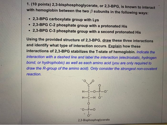 1 10 Points 2 3 Bisphosphoglycerate Or 2 3 Bpg Chegg Com