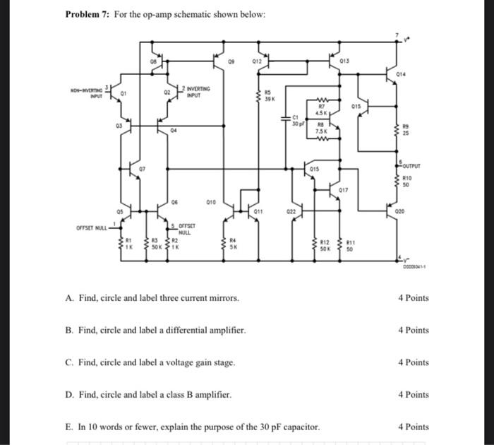 Solved Problem 7: For The Op-amp Schematic Shown Below: 7 A. | Chegg.com