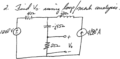 Solved Find V0 using loop/mesh analysis. 5.54 86.8degreeV | Chegg.com