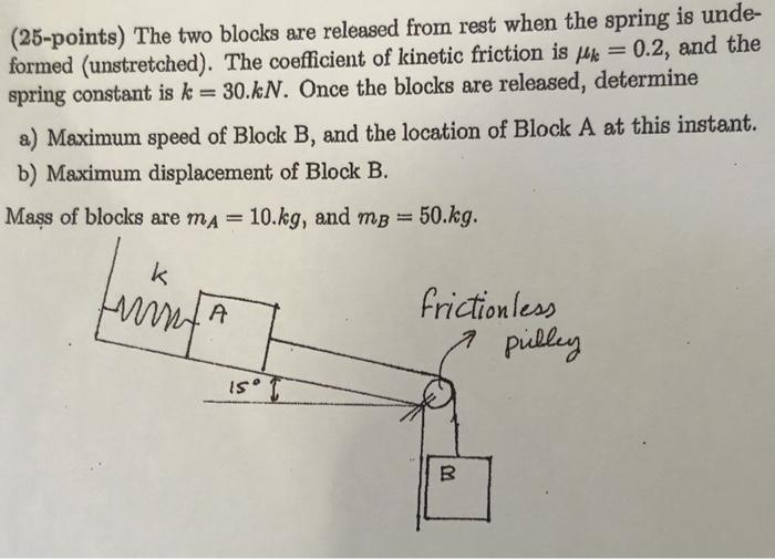 Solved (25-points) The two blocks are released from rest | Chegg.com