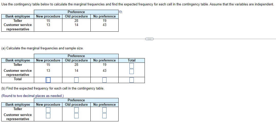 Solved Use the contingency table below to calculate the | Chegg.com