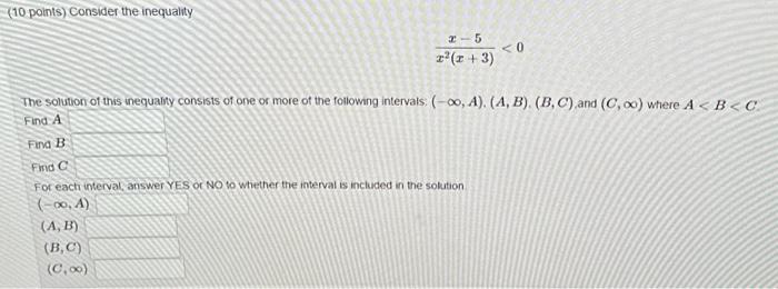 Solved (10 points) Consider the inequality x2(x+3)x−5