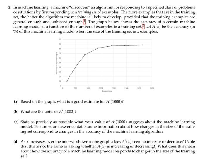 Solved 2. In Machine Learning, A Machine "discovers" An | Chegg.com