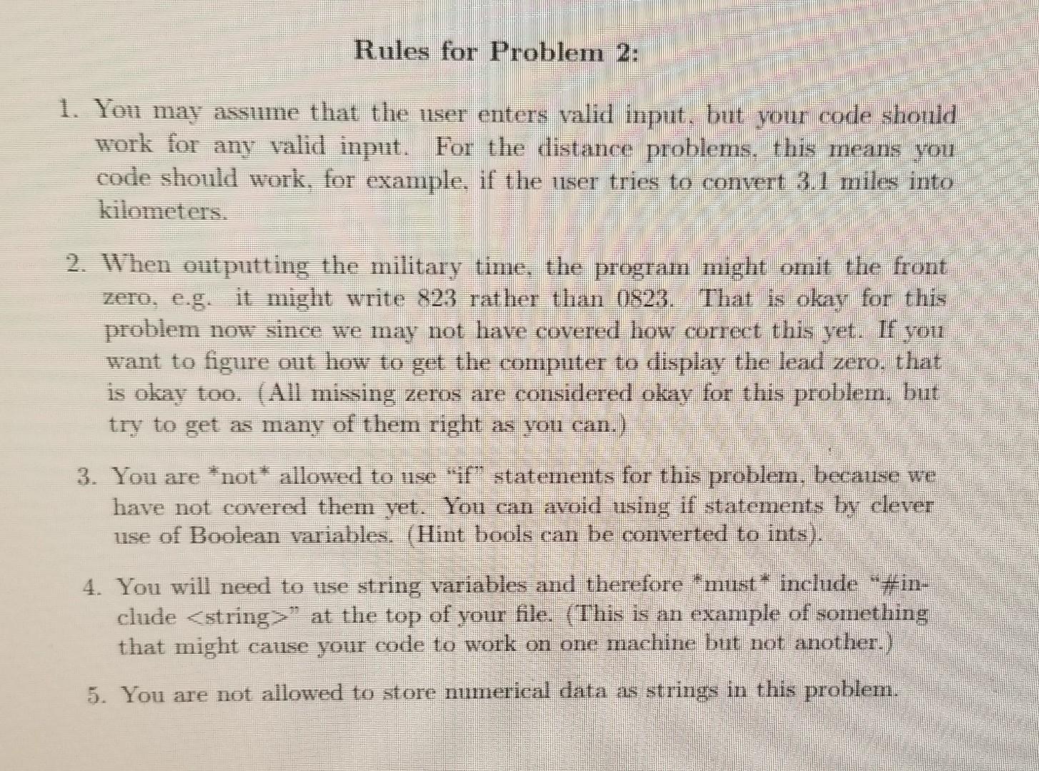 Solved Problem 2: Write a program that converts a) miles to | Chegg.com