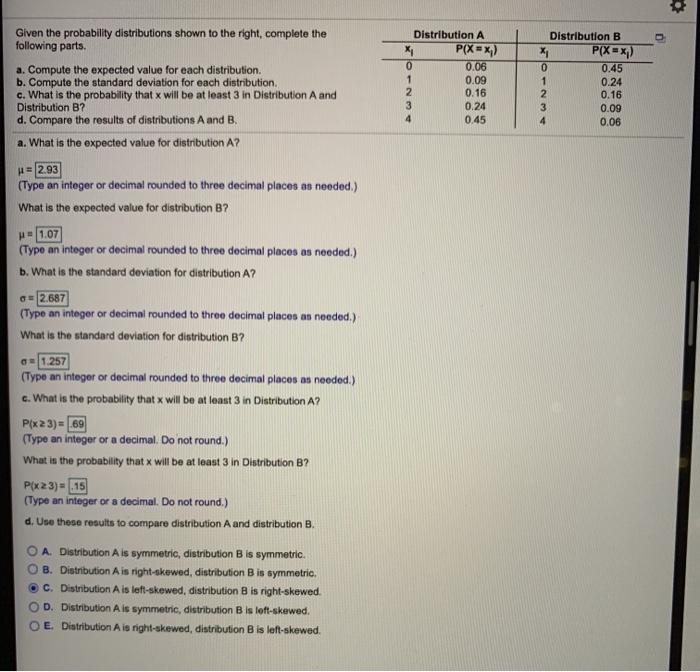 Solved Given The Probability Distributions Shown To The | Chegg.com