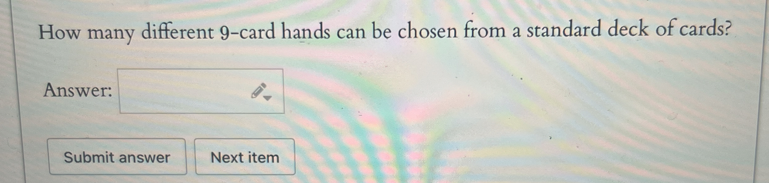 How many different 9card hands can be chosen from a