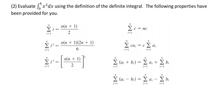 Solved 2 Evaluate S Xdx Using The Definition Of The Def Chegg Com