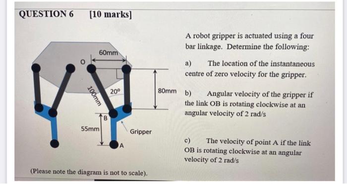 Solved QUESTION 6 [10 marks] 60mm A robot gripper is | Chegg.com