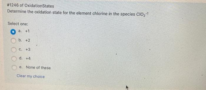Solved #1246 of OxidationStates Determine the oxidation | Chegg.com