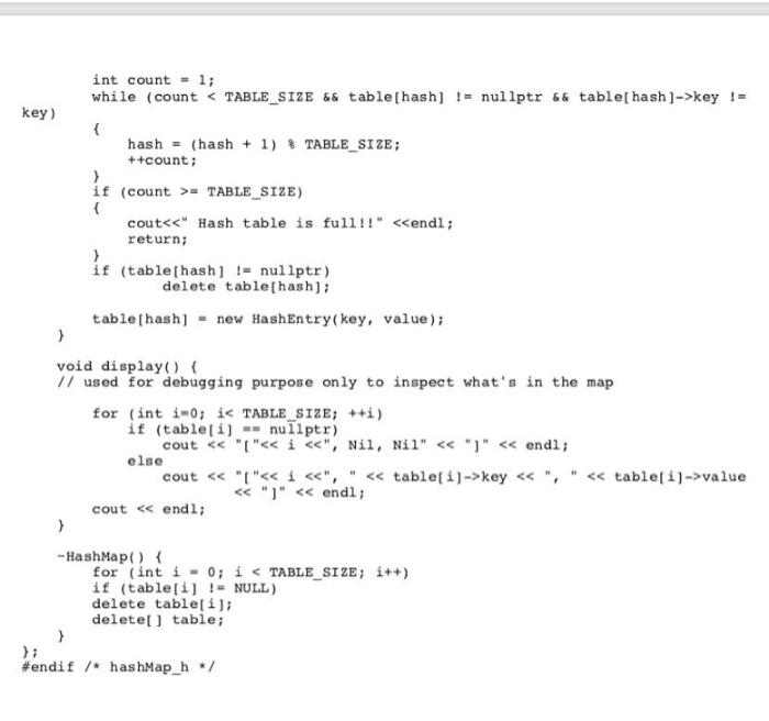 #ifndef hashMap_h #define hashMap_h using namespace | Chegg.com